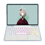 T07B-AS 스킨 느낌 펜 슬롯 터치패드 블루투스 키보드 가죽 태블릿 케이스, iPad 9.7 2018&2017 / Pro 9.7 / Air 2용, iPad 10.2 2021&2020&2019/Air 2019/Pro 10.5용, iPad Air 11 2025 / 2024 / Pro 11 2021&2020&2018용