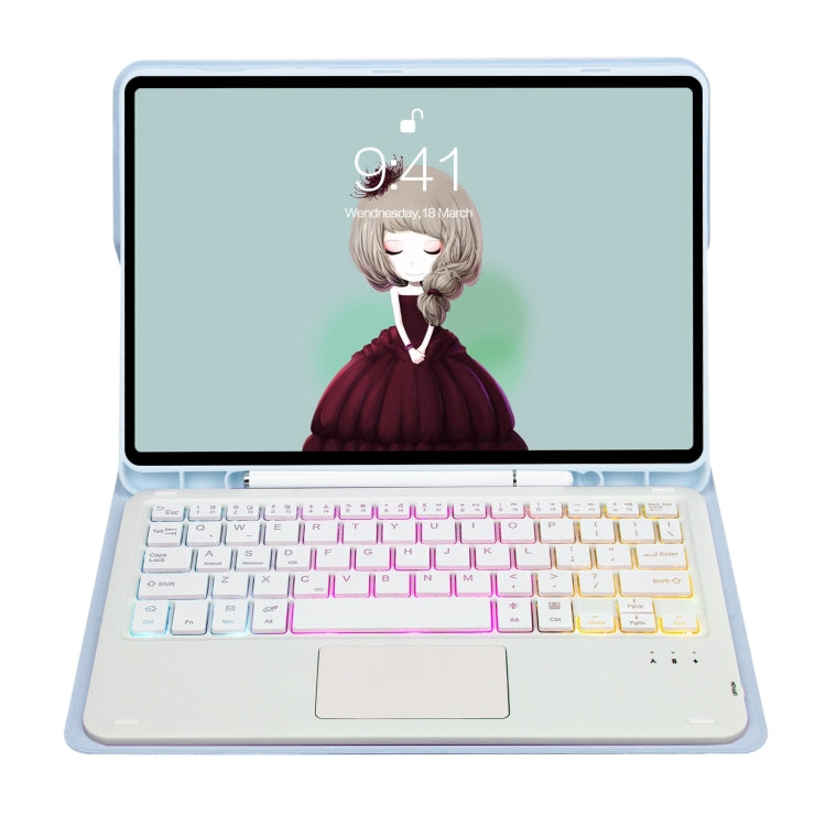 T07B-AS 스킨 느낌 펜 슬롯 터치패드 블루투스 키보드 가죽 태블릿 케이스, iPad 9.7 2018&2017 / Pro 9.7 / Air 2용, iPad 10.2 2021&2020&2019/Air 2019/Pro 10.5용, iPad Air 11 2025 / 2024 / Pro 11 2021&2020&2018용