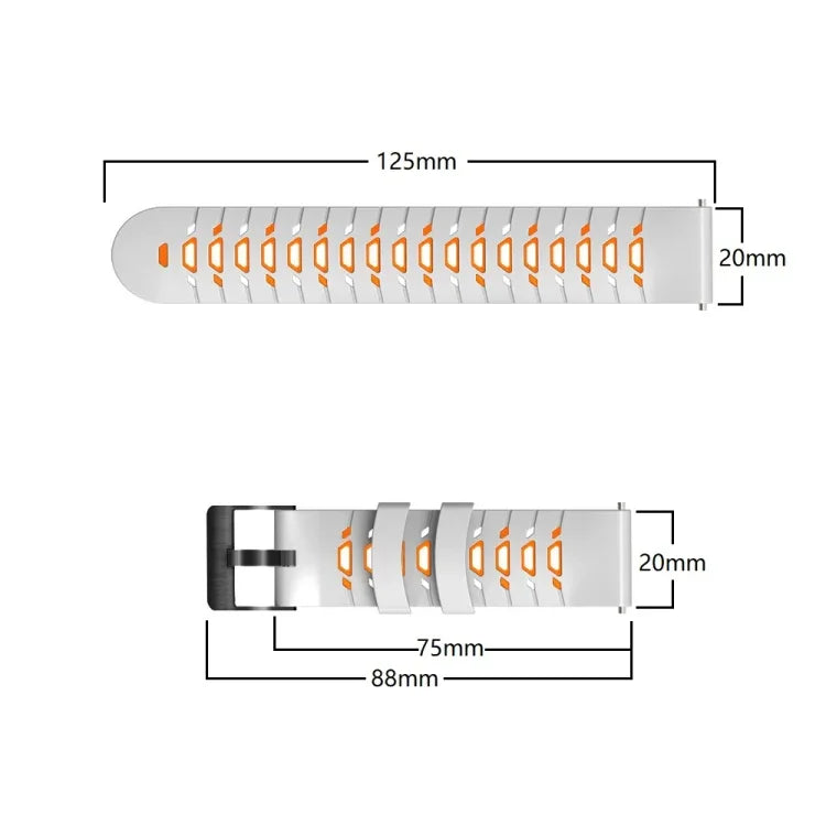 Trapezoidal Three-row Hole Silicone Watch Band, For Samsung Galaxy Watch 4 / Watch4 Classic, For Samsung Galaxy Watch 42mm, For Samsung Galaxy Watch 46mm, For Samsung Galaxy Watch Active