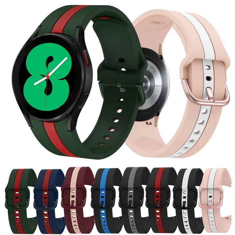 삼성 갤럭시 워치4 40/44mm / 워치4 클래식 42/46mm용 세로 3줄 투톤 실리콘 시계줄