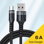 6A 직조 스타일 USB 충전 케이블, 케이블 길이: 1m, USB-C / Type-C, 마이크로 USB, 8핀