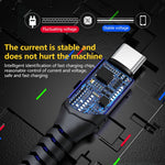 6A 직조 스타일 USB 충전 케이블, 케이블 길이: 1m, USB-C / Type-C, 마이크로 USB, 8핀
