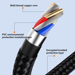 6A 66W 3-in-1 USB to 8핀 + 마이크로 USB + USB-C / Type-C 고속 충전 직조 데이터 케이블, USB to 8핀+마이크로 USB+Type-C