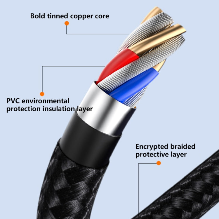 6A 66W 3-in-1 USB to 8핀 + 마이크로 USB + USB-C / Type-C 고속 충전 직조 데이터 케이블, USB to 8핀+마이크로 USB+Type-C