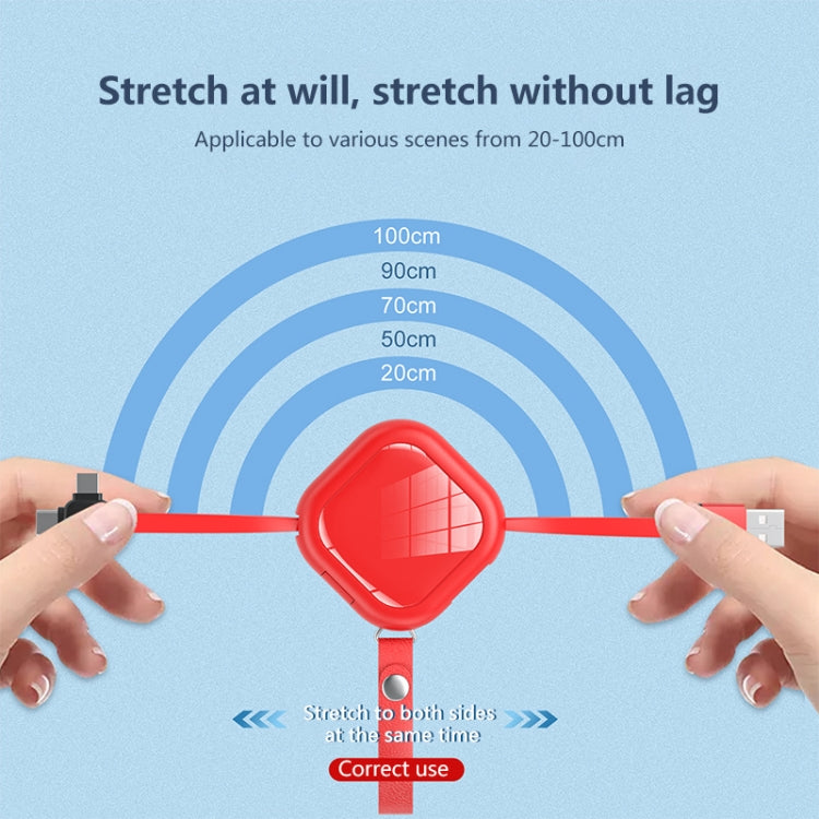 3-in-1 USB to 8핀 + 마이크로 USB + USB-C / Type-C 텔레스코픽 충전 케이블, 휴대폰 홀더 포함