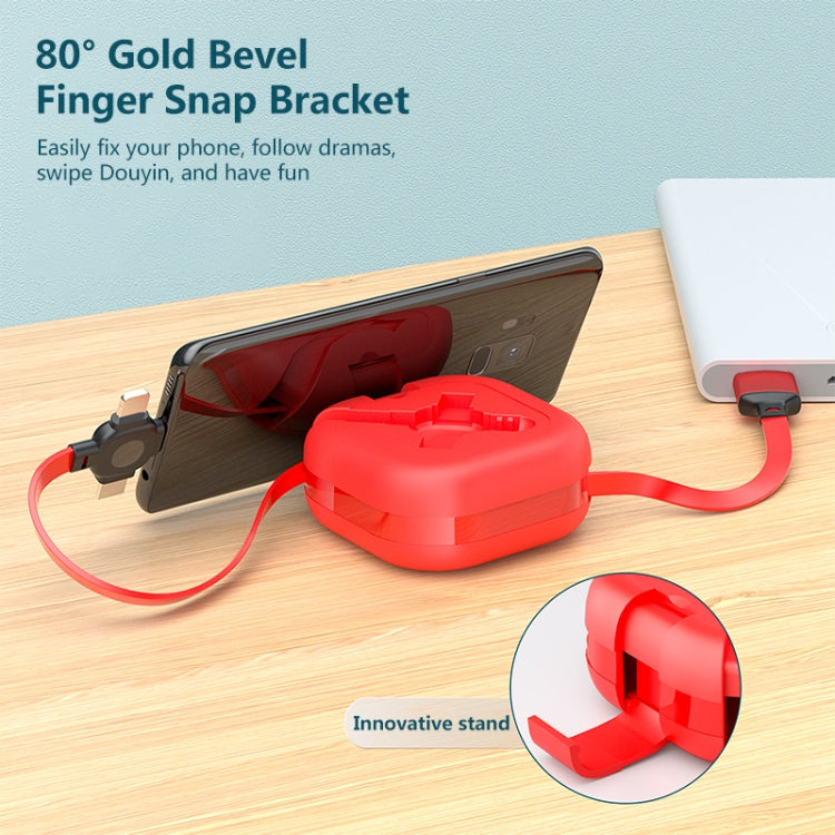 3-in-1 USB to 8핀 + 마이크로 USB + USB-C / Type-C 텔레스코픽 충전 케이블, 휴대폰 홀더 포함