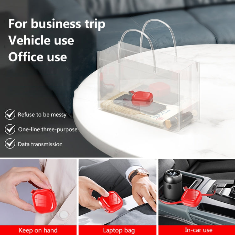 3-in-1 USB to 8핀 + 마이크로 USB + USB-C / Type-C 텔레스코픽 충전 케이블, 휴대폰 홀더 포함