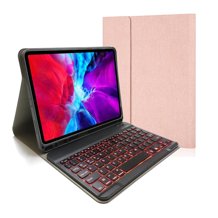 천 질감 분리형 자석 블루투스 키보드 가로 플립 가죽 케이스 iPad Pro 11 2020 / 2018용 홀더 및 펜 슬롯 포함, RK11, RK11D 백라이트