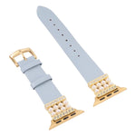 진주 다이아몬드 가죽 시계줄, 애플 워치 시리즈용, 7 41mm / 6&SE&5&4 40mm / 3&2&1 38mm, 7 45mm / 6&SE&5&4 44mm / 3&2&1 42mm