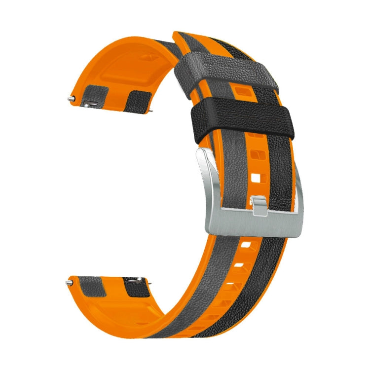 22mm Silicone + Leather Tri-color Watch Band, For Huawei Watch GT 3 Pro