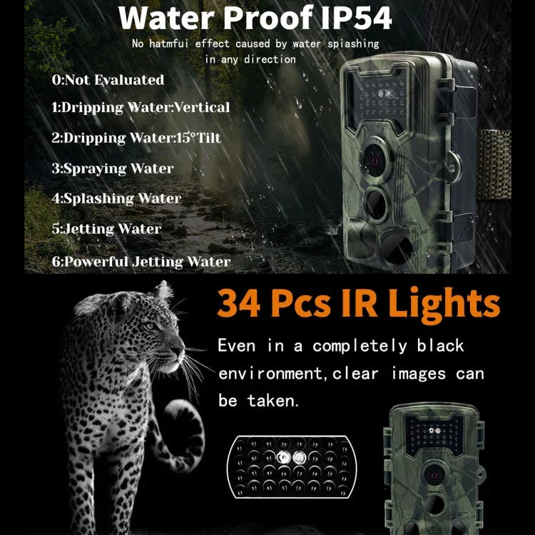 PR1000 2인치 LCD 화면 적외선 야간 투시 모션 야생동물 사냥 트레일 카메라, PR1000