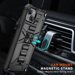 Armor Shockproof TPU + PC Magnetic Protective Phone Case with Holder, For iPhone 14, For iPhone 14 Pro, For iPhone 14 Pro Max, For iPhone 14 Plus
