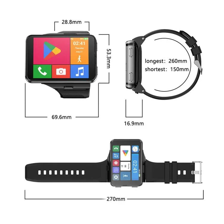 S999 2.88인치 TFT 스크린 4G 스마트워치, 안드로이드 11, 4GB+64GB