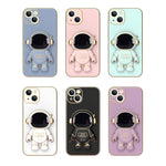 Plating Astronaut Holder Phone Case, For iPhone 13 Pro Max, For iPhone 13 Pro, For iPhone 13, For iPhone 13 mini, For iPhone 12 Pro Max
