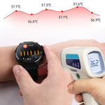 E300 1.32인치 스크린 가죽 시계줄 스마트 헬스 워치, 체온 모니터링, 심전도(ECG) 모니터링, 혈압 지원