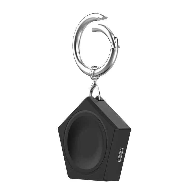universal smart watch charger for Samsung Galaxy Watch, portable design with a keychain for easy carrying.