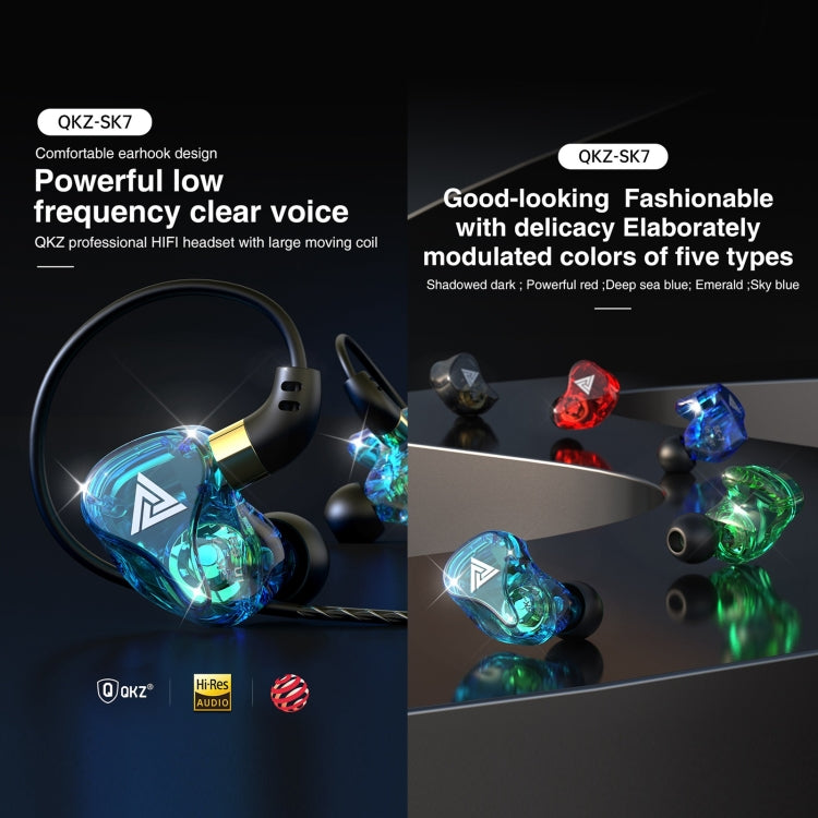 QKZ SK7 3.5mm 스포츠 인이어 구리 드라이버 유선 하이파이 스테레오 이어폰 마이크 포함