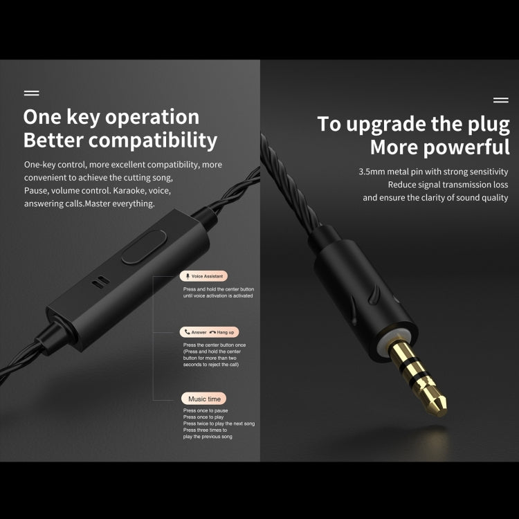 QKZ AK6 MAX 인이어 다이나믹 서브우퍼 유선 컨트롤 이어폰, 표준 버전, 마이크 버전 포함