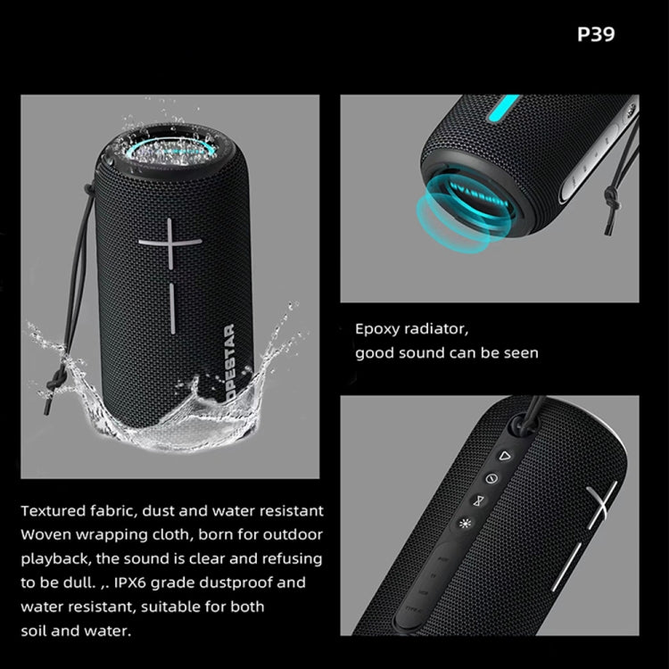 HOPESTAR P39 야외 방수 RGB 라이트 무선 블루투스 스피커