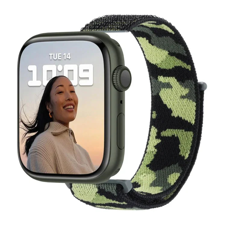 Nylon Loop Watch Band For Apple Watch Series, 7 45mm / 6&SE&5&4 44mm / 3&2&1 42mm, 7 41mm / 6&SE&5&4 40mm / 3&2&1 38mm