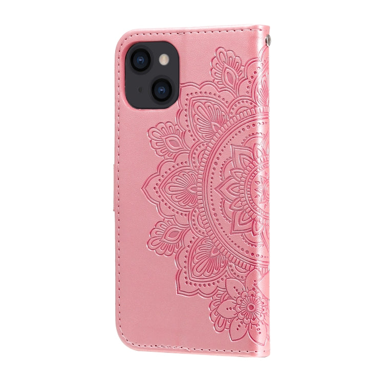 7-petal Flowers Embossing Leather Case, For iPhone 14, For iPhone 14 Plus, For iPhone 14 Pro, For iPhone 14 Pro Max