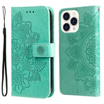 7-petal Flowers Embossing Leather Case, For iPhone 14, For iPhone 14 Plus, For iPhone 14 Pro, For iPhone 14 Pro Max