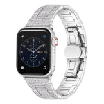 Diamond Metal Watch Band For Apple Watch Series, 7 45mm / 6&SE&5&4 44mm / 3&2&1 42mm, 7 41mm / 6&SE&5&4 40mm / 3&2&1 38mm