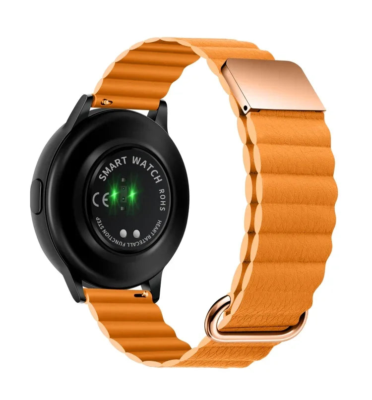 Magnetic Buckle Leather Watch Band, 20mm For Samsung Galaxy Watch3 41mm, 20mm For Samsung Galaxy Watch3 45mm, 22mm For Samsung Galaxy Watch3 41mm, 22mm For Samsung Galaxy Watch3 45mm
