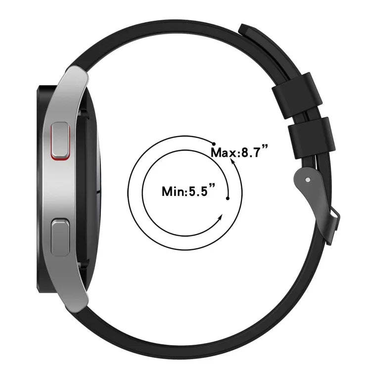 20mm 블랙 버클 스텝 실리콘 시계 밴드, 삼성 갤럭시 워치 5 40mm용, 삼성 갤럭시 워치 5 44mm용, 삼성 갤럭시 워치 5 프로 45mm용