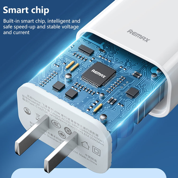 REMAX RP-U79 스피드 시리즈 20W USB-C/타입-C 다중 호환 고속 충전기, CN 플러그, EU 플러그, UK 플러그