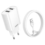 REMAX RP-U35 제인 시리즈 2.1A 듀얼 USB 포트 고속 충전기 세트, 8핀, 마이크로 USB, USB-C/Type-C