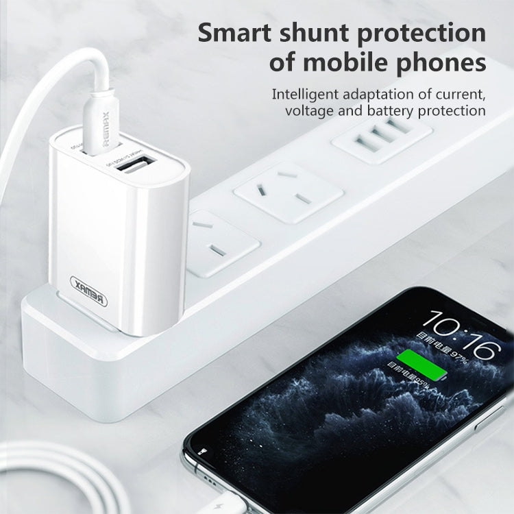 REMAX RP-U35 제인 시리즈 2.1A 듀얼 USB 포트 고속 충전기 세트, 8핀, 마이크로 USB, USB-C/Type-C