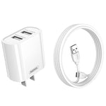 REMAX RP-U35 제인 시리즈 2.1A 듀얼 USB 포트 고속 충전기 세트, 8핀, 마이크로 USB, USB-C/Type-C