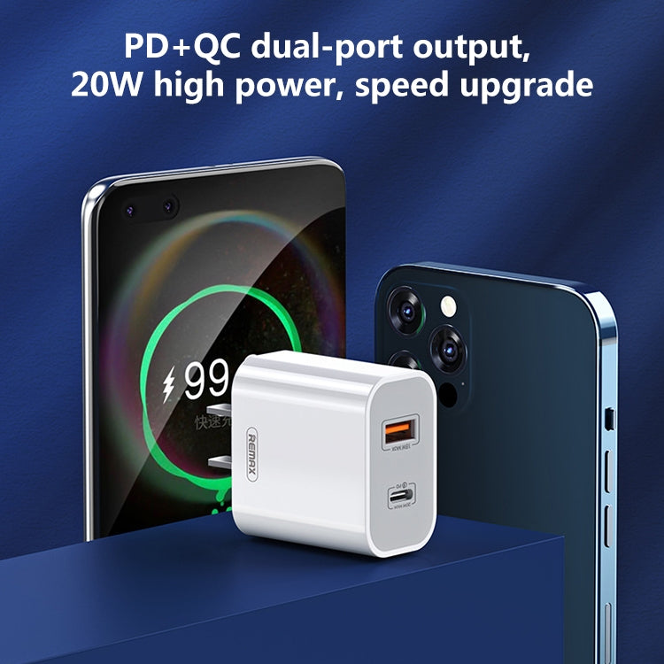REMAX RP-U68 20W USB+USB-C/Type-C 듀얼 인터페이스 고속 충전기 세트, CN 플러그, EU 플러그, UK 플러그, US 플러그
