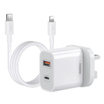 REMAX RP-U68 20W USB+USB-C/Type-C 듀얼 인터페이스 고속 충전기 세트, CN 플러그, EU 플러그, UK 플러그, US 플러그