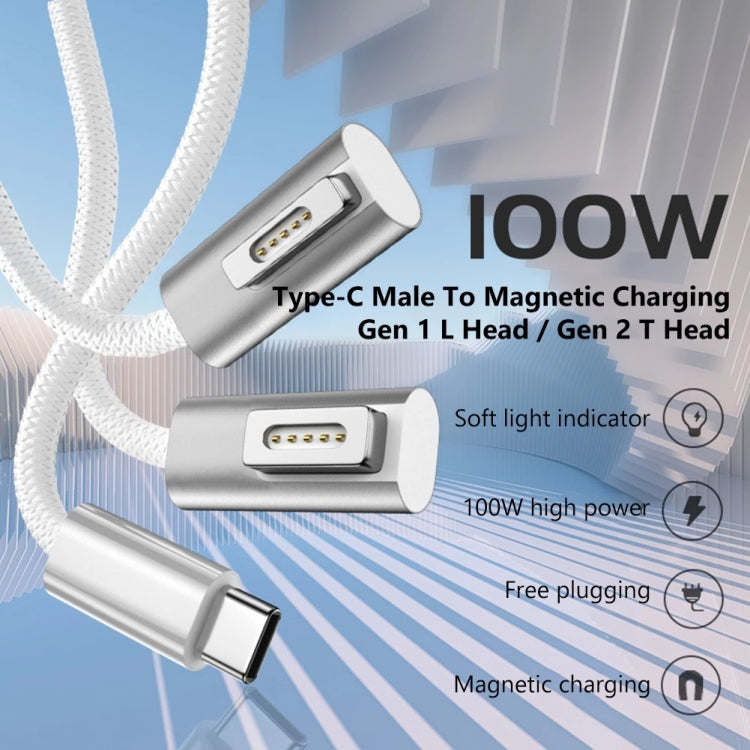 100W 5핀 MagSafe 1 (L자형) to USB-C / Type-C PD 충전 케이블, 케이블 길이: 1.8m, MagSafe 1 (L자형)