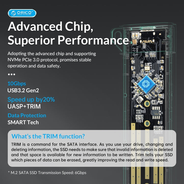 ORICO-USB3.1 Gen1 Type-C 6Gbps M.2 SATA SSD 인클로저