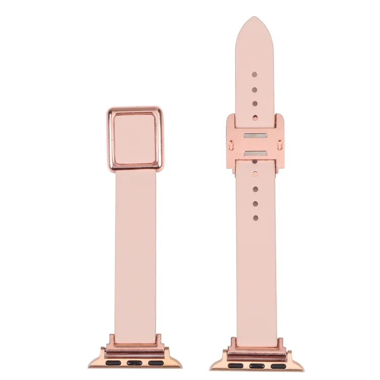 애플 워치 시리즈용 자석 로즈 골드 사각 버클 시계줄, 7 45mm / 6&SE&5&4 44mm / 3&2&1 42mm, 7 41mm / 6&SE&5&4 40mm / 3&2&1 38mm