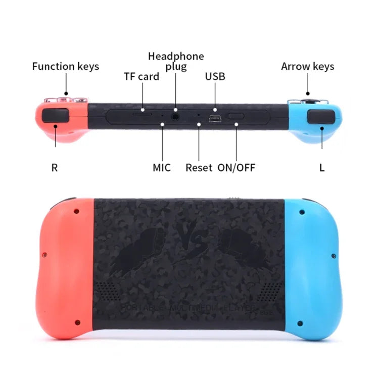 X50 5.1 inch Screen Handheld Retro Game Console 8G Memory with 6000+ Games, X50 / Black, X50 / Red+Blue