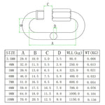 304 스테인리스 스틸 퀵 커넥트 링 런웨이 버클, 5개 3.5mm, 5개 4mm, 3개 5mm, 3개 6mm, 2개 7mm, 2개 8mm, 9mm, 10mm