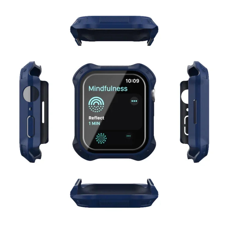 2-in-1 무광 PC 프레임 + 화면 강화 유리 필름 보호 케이스, 애플 워치 시리즈 9 / 8 / 7 45mm용, 애플 워치 시리즈 9 / 8 / 7 41mm용