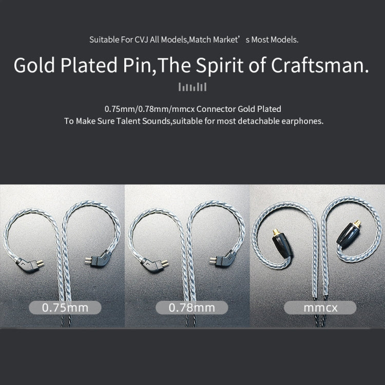 CVJ V2 1.25m 무산소동 오리지널 3.5mm 엘보 이어폰 케이블, 0.75mm 마이크 없음, 0.78mm 마이크 없음, 0.75mm 마이크 포함, 0.78mm 마이크 포함
