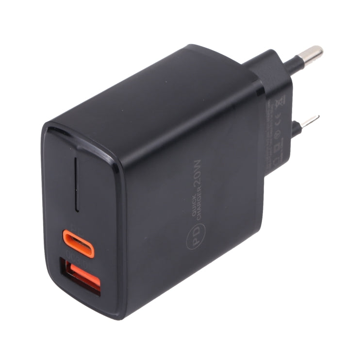 LZ-1130 PD 20W Type-C+QC 3.0 USB 고속 충전기, 20W EU 플러그, 20W US 플러그