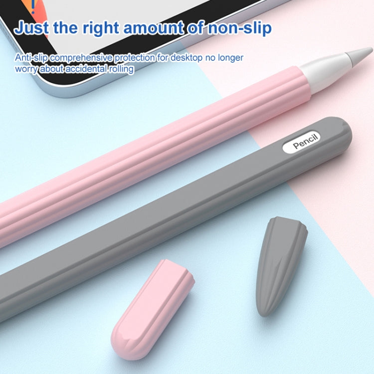 3-in-1 줄무늬 액체 실리콘 스타일러스 케이스와 두 개의 팁 캡, Apple Pencil 1용, Apple Pencil 2용