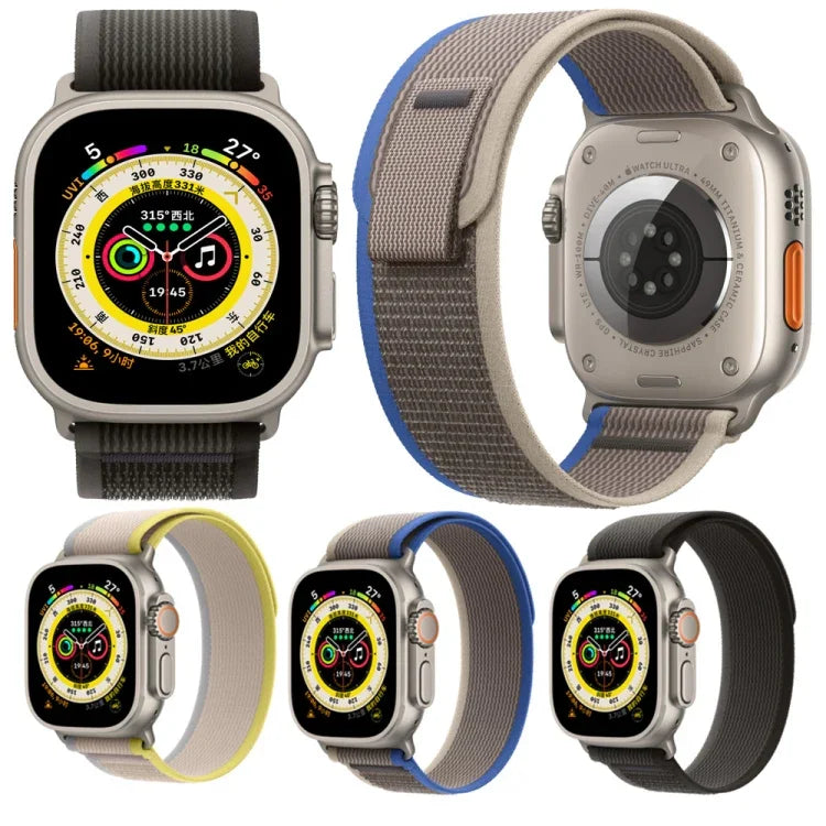 Apple Watch Ultra 49mm / Series 8&7 45mm / SE 2&6&SE&5&4 44mm용 나일론 시계줄, Apple Watch 46mm / 49mm / 45mm / 44mm용