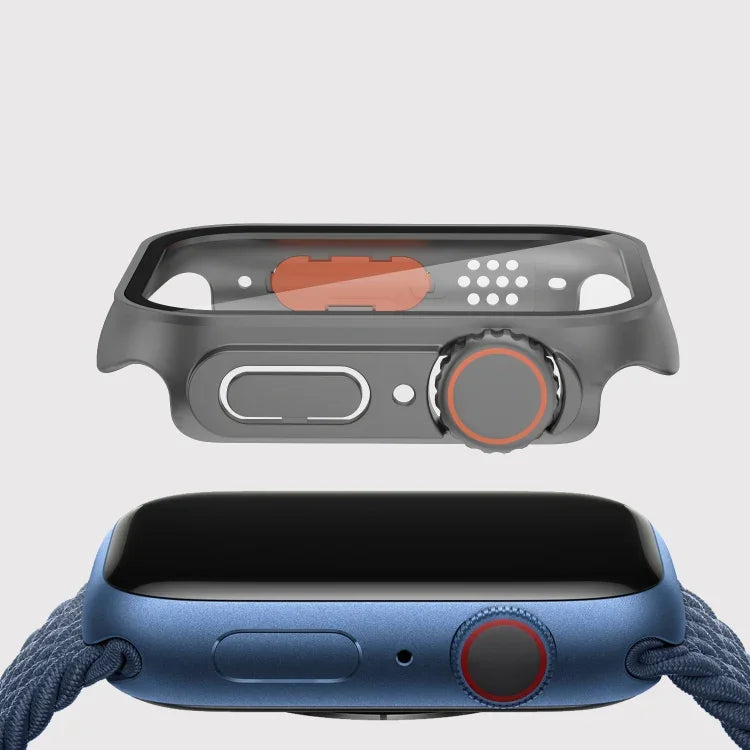 Apple Watch 시리즈 9 / 8 / 7 45mm용 분리형 버튼이 있는 필름 PC 시계 케이스, Apple Watch 시리즈 9 / 8 / 7 45mm용