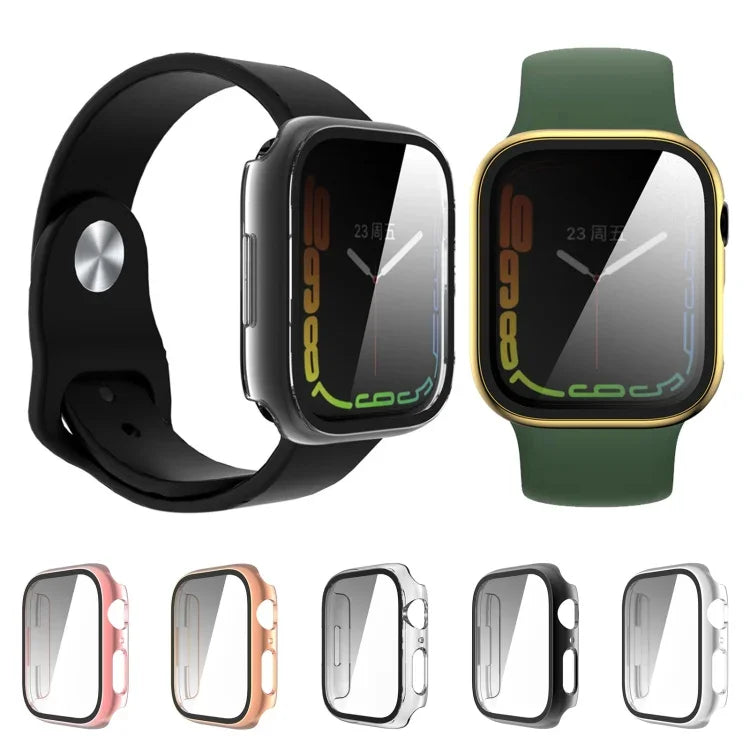 강화유리 필름 도금 PC 시계 케이스, Apple Watch Series 9 / 8 & 7 45mm용, Apple Watch Series 9 / 8 & 7 41mm용