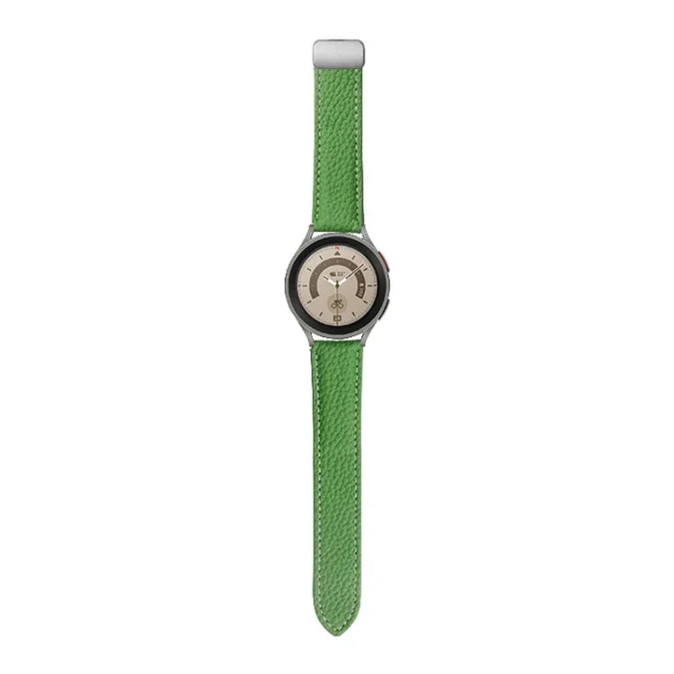 삼성 갤럭시 워치5 40mm / 44mm용 리치 진짜 가죽 시계 밴드, 블랙 버클, 실버 버클