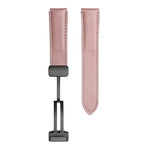 삼성 갤럭시 워치5 40mm / 44mm용 플레인 위브 진짜 가죽 시계 밴드, 블랙 버클, 실버 버클
