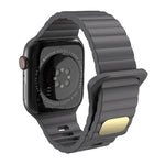 Breathable silicone watch strap for Apple Watch, comfortable, adjustable, and skin-friendly design.